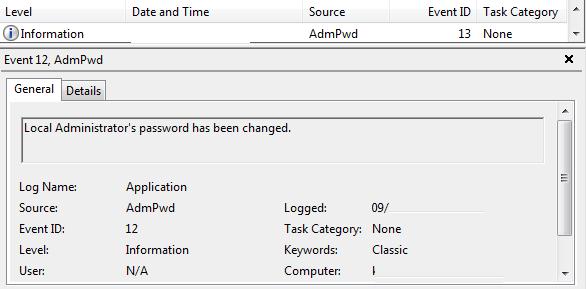 EventID 12 AdmPwd - password change
