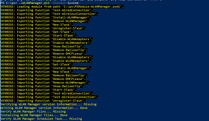 installing WLANManager powershell script