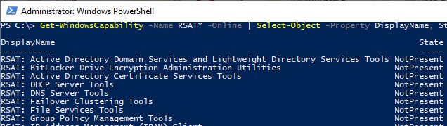 RSAT components windows 10 october 2018 update