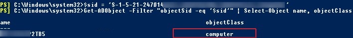 Get-ADObject find Active Directory object by SID