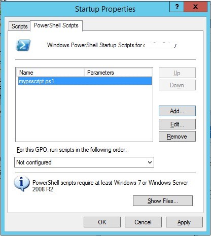 configure PowerShell Startup Script with GPO