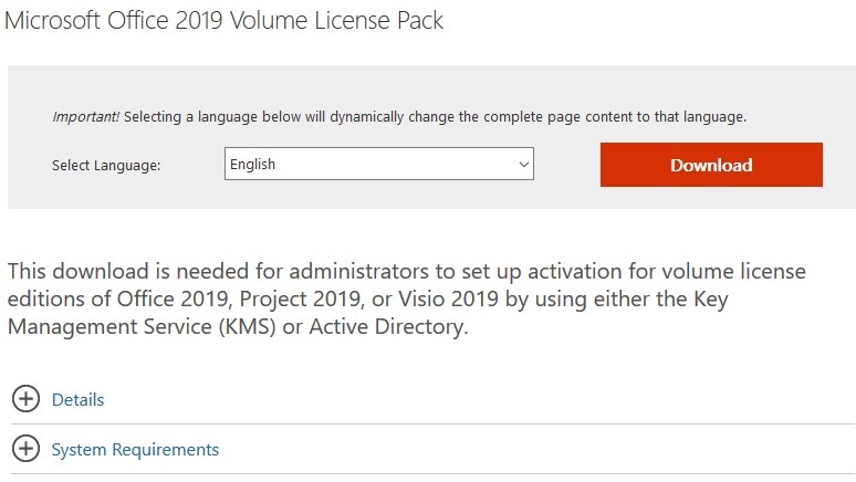 office 2019 volume licence download