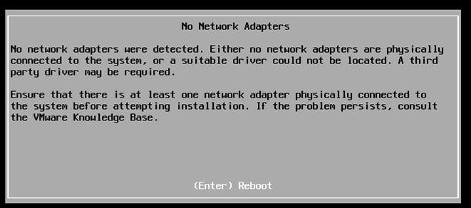esxi install error No Network Adapters