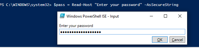 get password AsSecureString in powershell script with read-host 