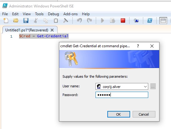 powershell get credential in script