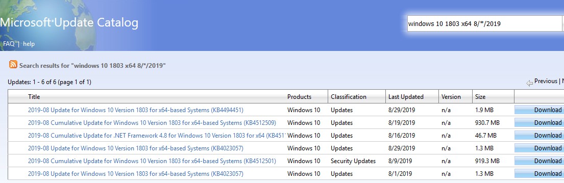 download latest windows security update from microsoft catalog