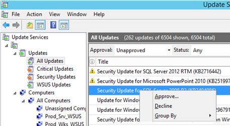 approve update in wsus manually