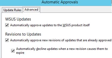 automatically approve updates to the wsus product itself