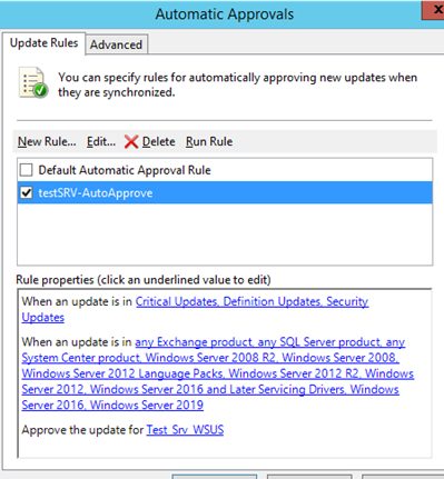 configure new automatic approval rule for test group