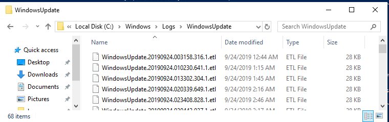 etl files in the C:\WINDOWS\Logs\WindowsUpdate