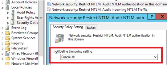 Network Security: Restrict NTLM: Audit NTLM authentication in this domain