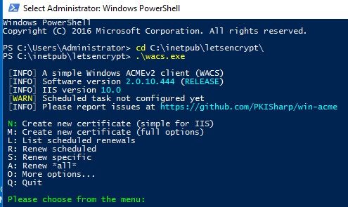 simple acmev2 client - create new certificate for iis on windows server