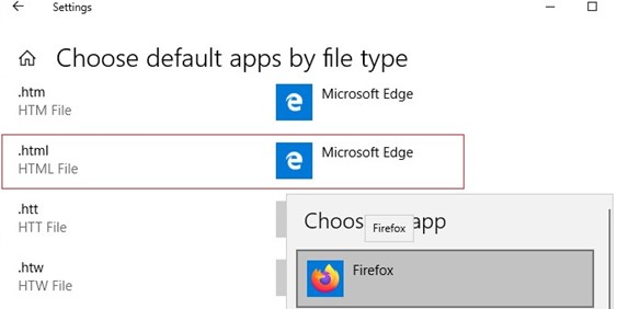 select a default app by file type