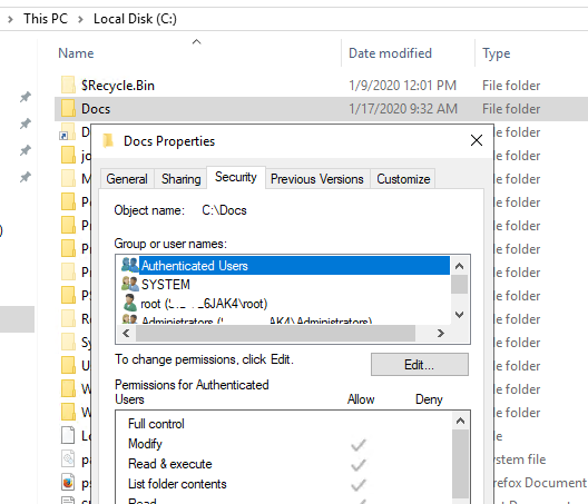 manage ntfs folder permissions from the object properties