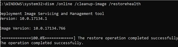 DISM /Online /Cleanup-Image /RestoreHealth - The restore operation completed successfully