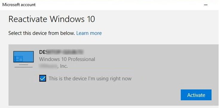 reactivate windows 10 - This is the device I’m using right now