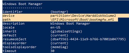 check Windows Boot Manager configuration