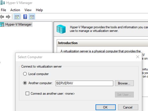hyper-v manager connect to remote host