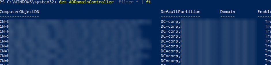 list all DCs in AD using powershell