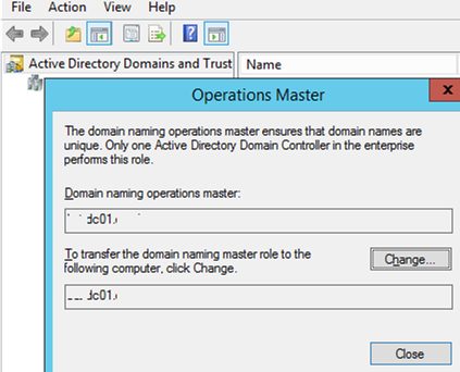 move Domain Naming Master FSMO using Active Directory Domains and Trusts mmc 