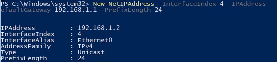 set ip addres on hyper-v server using New-NetIPAddress 