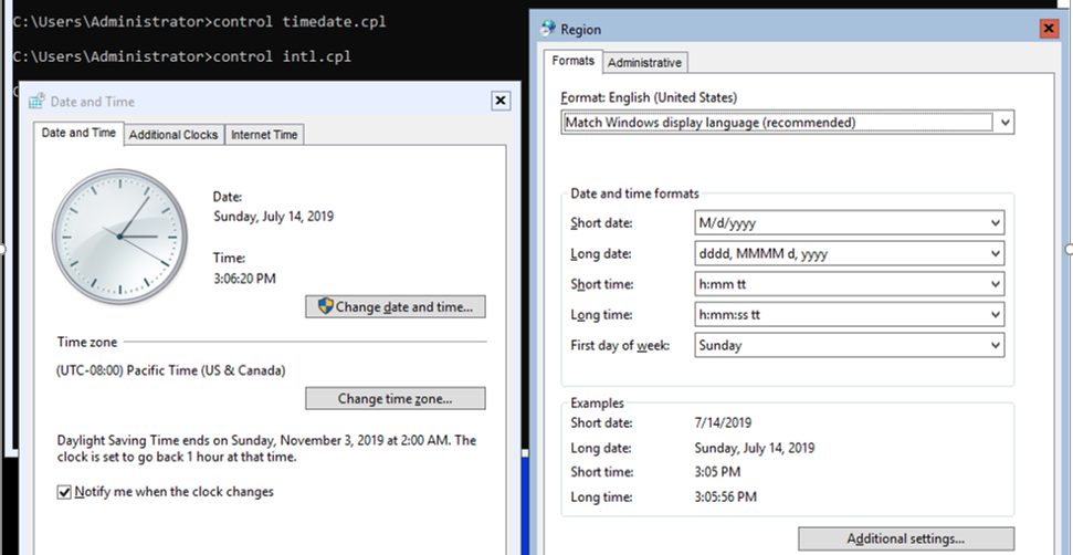 set time and date on hyper-v