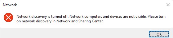 Windows 10 Network discovery is turned off