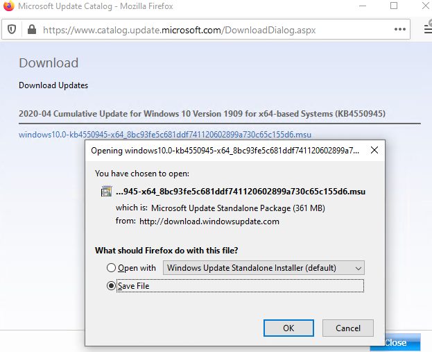 download windows update msu file from Microsoft Update Catalog manually