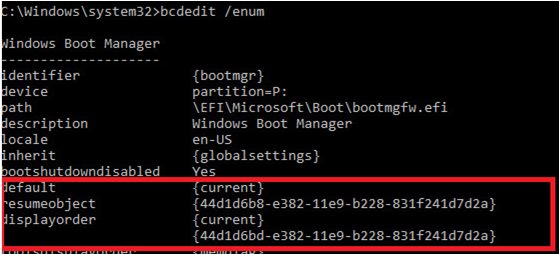 windows boot manager default and resume boot order