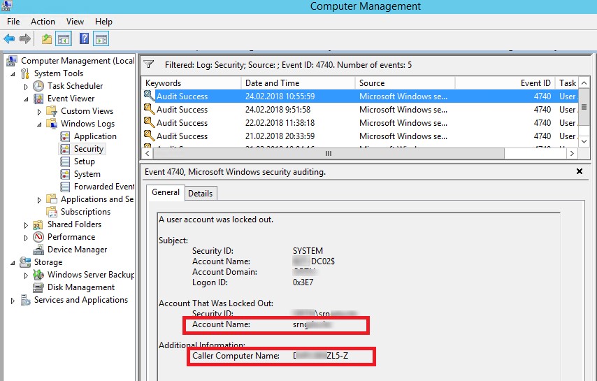 Active Directory Account Domain Controller Lockout Event ID 4740