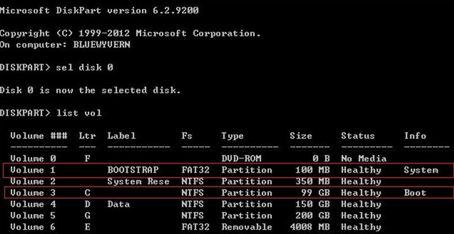 diskpart - detect efi partition