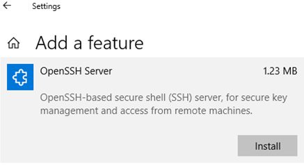 install openssh server feature on windows 10