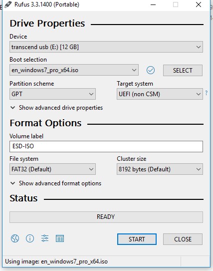 rufus 3.0 create uefi gpt usb boot stick with windows7