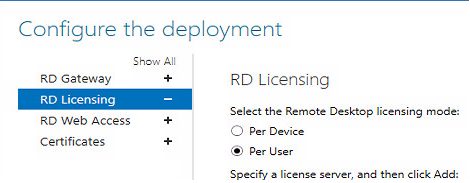 set rd licensing mode during deployment