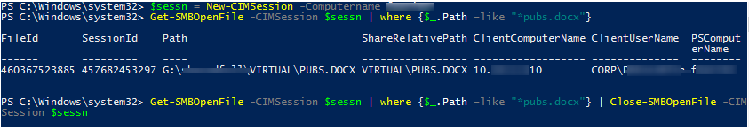 PowerShell Get-SMBOpenFile - Close-SMBOpenFile
