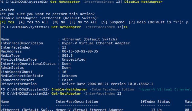 Using PowerShell to disable a network adapter 