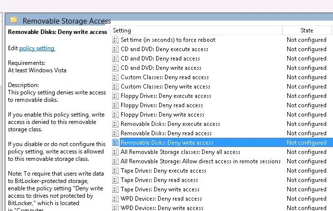USB Removable Disk: Deny write access
