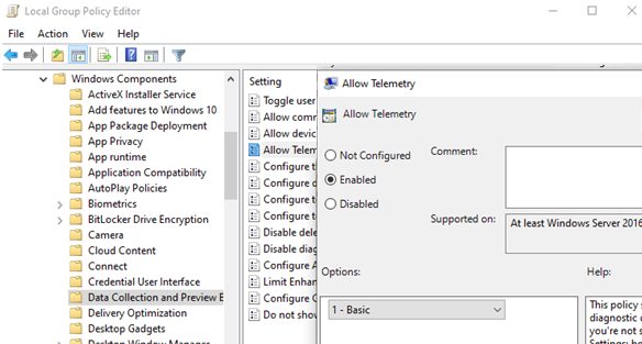 allow telemetry group policy