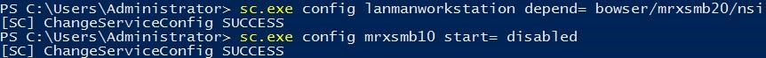 delete smb1 driver on client: sc.exe config mrxsmb10 start= disabled