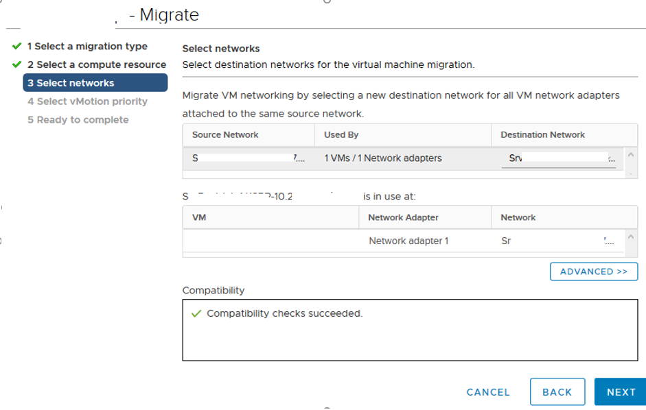 vmware vmotion - migrate network from source to destination