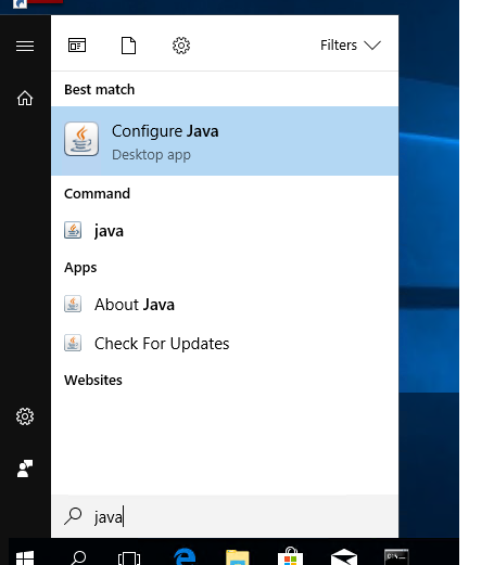 windows 10 call java desktop app